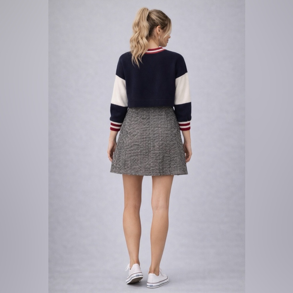 SHEIN Preppy Chic High Waist Tweed A-Line Mini Skirt ~ Size 12 ~ NWOT - Picture 7 of 13